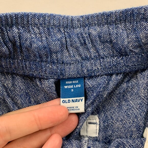 Old Navy Blue Chambray Linen Blend Wide Leg Lounge Pant S - Picture 5 of 8